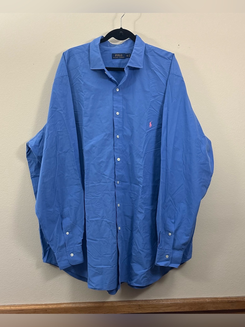 Polo Ralph Lauren Shirt Mens Blue Button Up Long Sleeve Sz 3XLT preppy americana